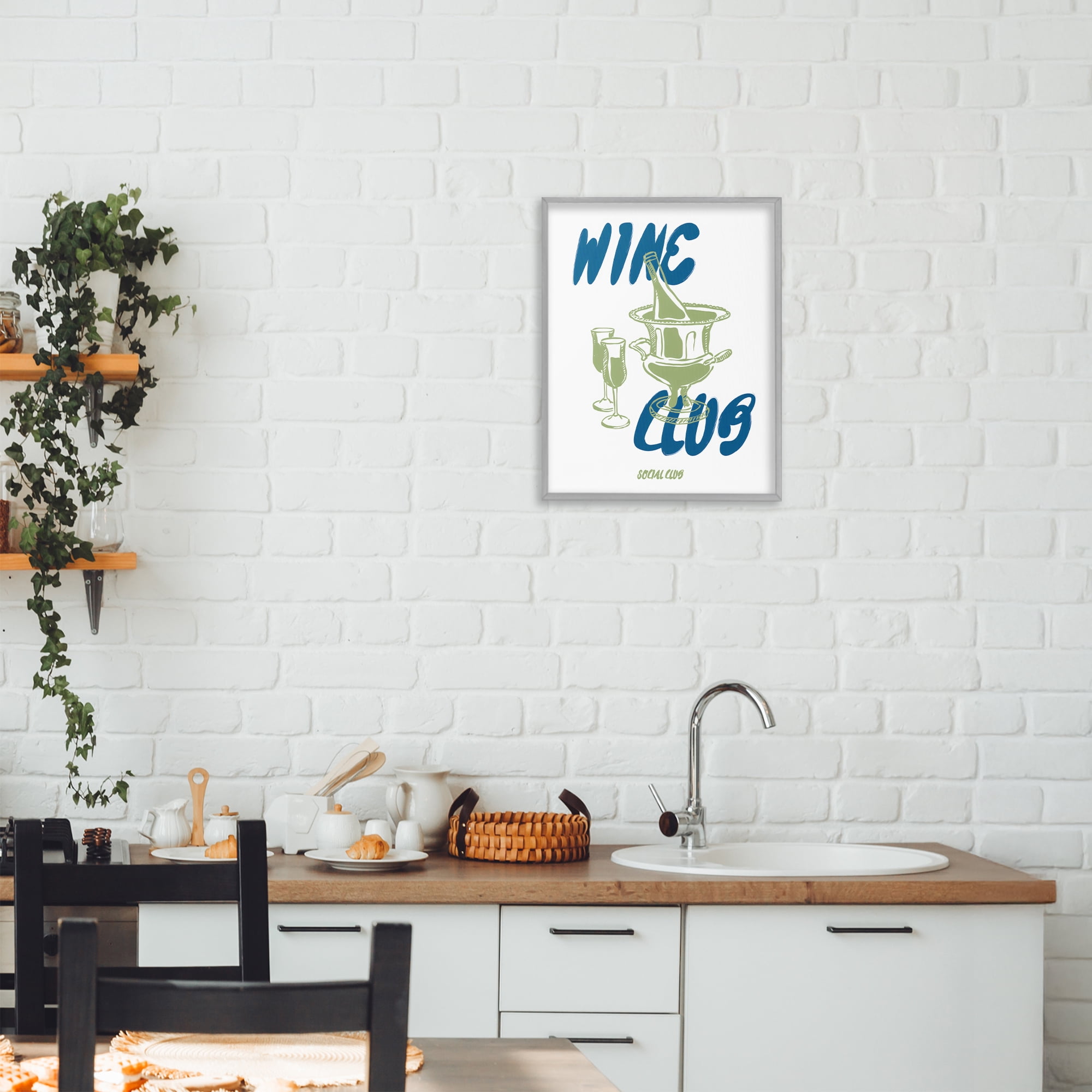 Stupell Industries Wine Club Social Evening Toast Gray Framed Giclee Art, design by The Prints Vibe
