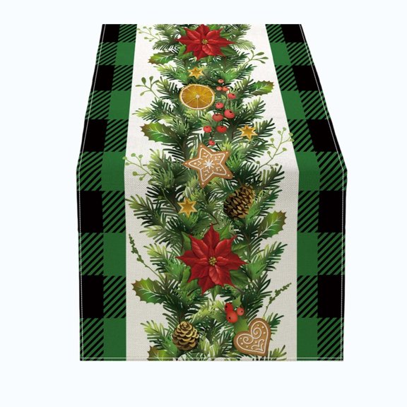 Virelaxpo Christmas Printed Table Runner Holiday Dining Table Decor for Family Dinner Party