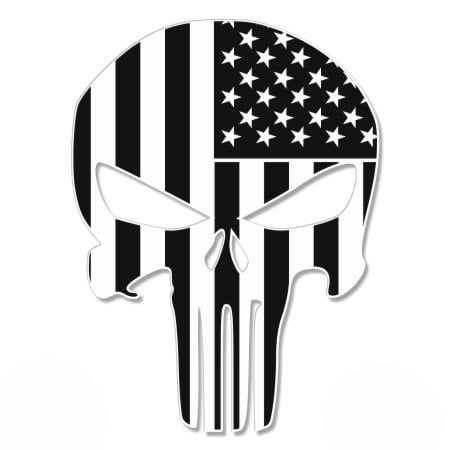 PUNISHER STICKERS North Carolina State Flag Skull Decals 4" tall 2-pack