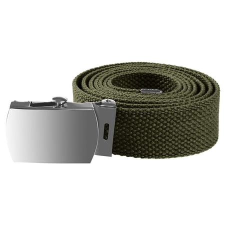 Enimay Kids Canvas Belt Woven Military Silver Roller Buckle Olive 30