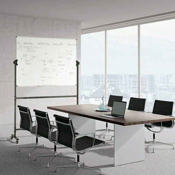 KFFKFF 48 x 32 inch Rolling Magnetic Whiteboard Double-sided Mobile Whiteboard