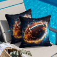 thumbnail image 4 of Sport Football Throw Pillow Cover with Fire Cotton Linen Cushion Cover Throw Pillow Case with Invisible Zipper for Couch Sofa Bed Chair Car 26x26 Inch, 4 of 9