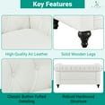 thumbnail image 5 of Traditional PU Leather Tufted Chesterfield Loveseat, Rolled Arm Loveseat, Faux Leather Upholstered Living Room Loveseat Sofa, White, 5 of 16