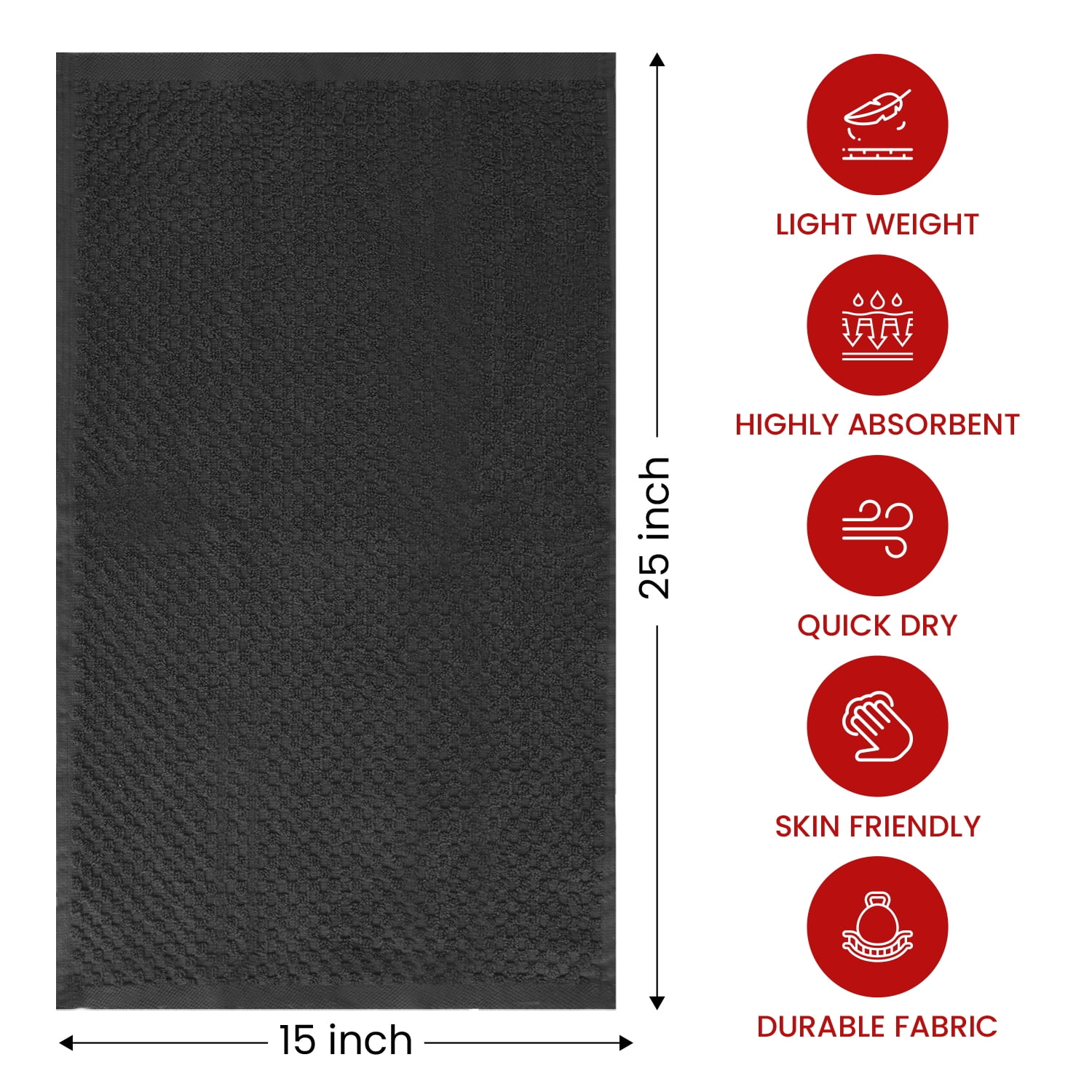 Infinitee Xclusives Premium Kitchen Towels - Pack of 6, 100% Cotton 15 x 25 Inches Absorbent Dish Towels - 425 GSM Tea Towel, Ki