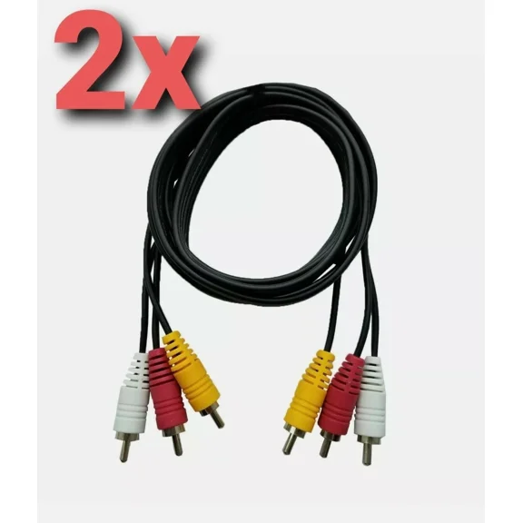 2 Pcs 3-Rca (L   R   V) 3 Rca Male To 3 Rca Male Audio Video Av Cable Cord 5Ft