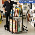 thumbnail image 5 of YOHKOH Cardboard Organizer Cart, 2-Tier Adjustable Rolling Rack on Locking Wheels, Heavy-Duty Packing Station, Canvas & Paint Drying Rack for Home, Office & Studio, 5 of 8