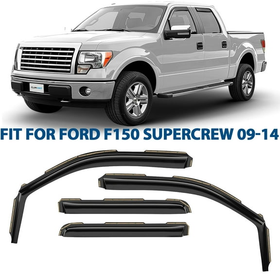 CLIM ART in-Channel Incredibly Durable Rain Guards for Ford F150 09-14 SuperCrew, Original Window Deflectors, Vent Deflector, Vent Window Visors, Dark Smoke Truck Accessories, 4 pcs. - 609010