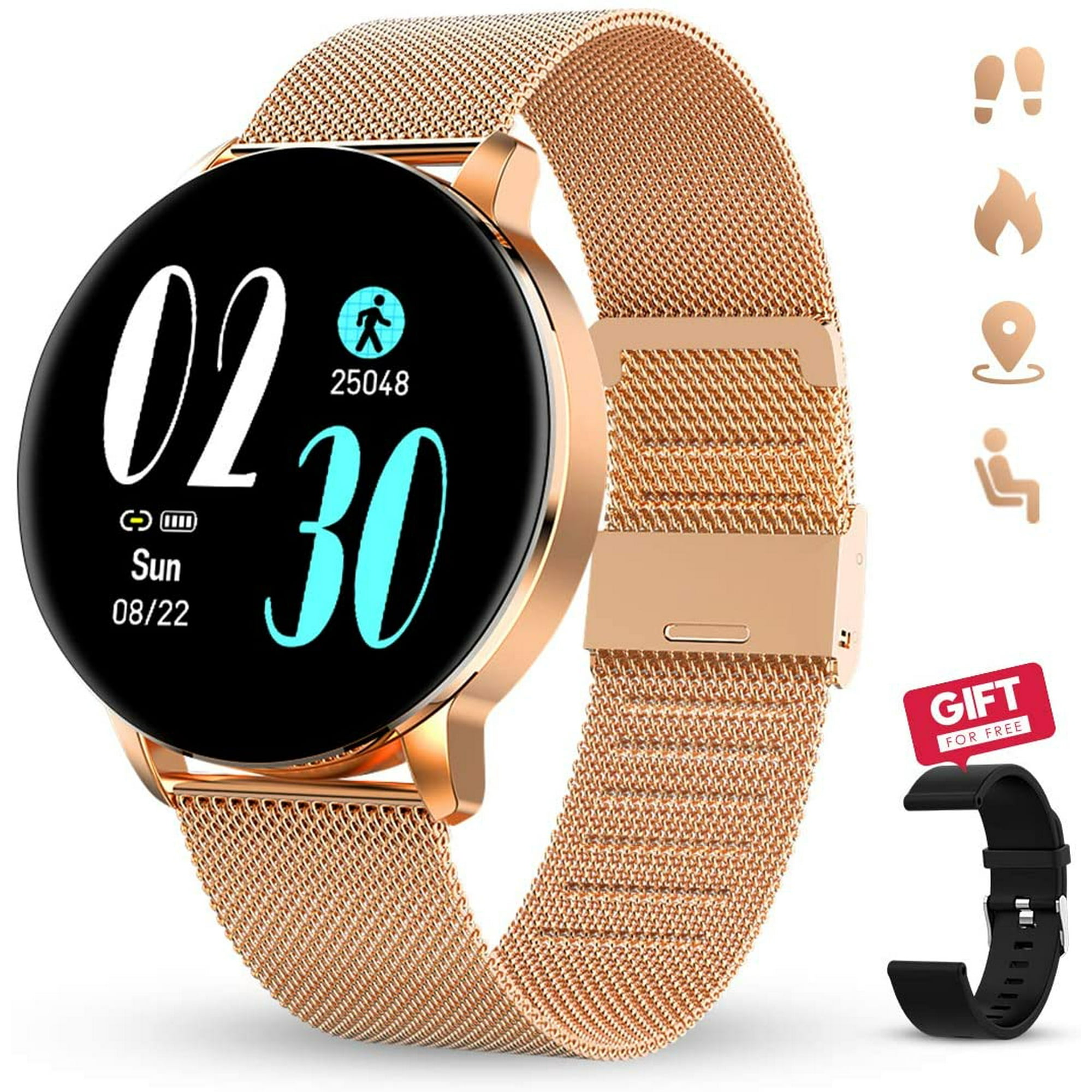 axGear GOKOO Smart Watch with Heart Rate Monitor Full Touch Screen Fitness Tracker Bluetooth Smartwatch with Calorie Step Counter Walmart