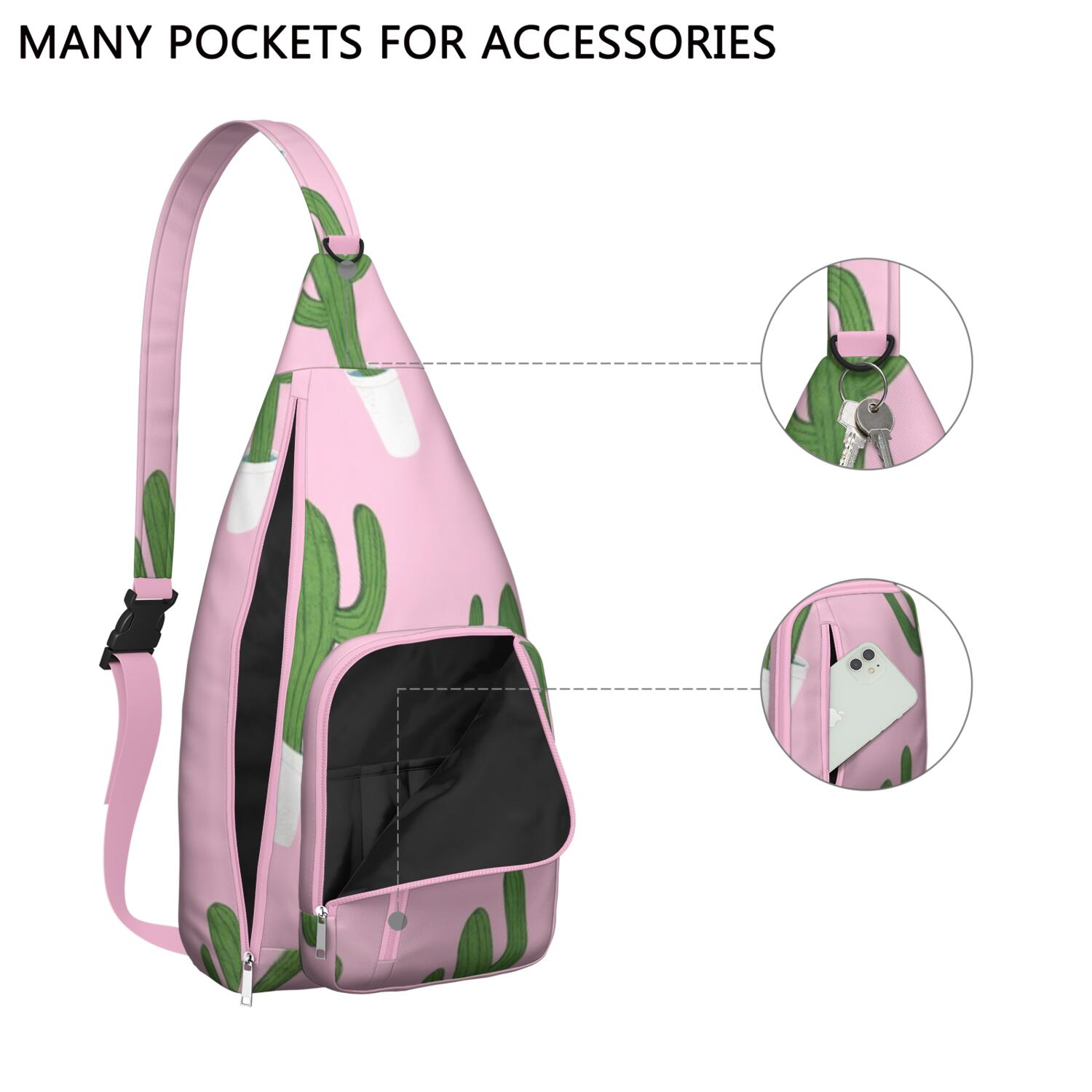 Cactus Sling Bag Crossbody Backpack,Crossbody Sling Bag Travel Hiking Daypack for Travel Outdoor Activities