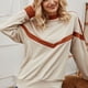 thumbnail image 2 of Women Pullover, Cotton Comfortable Stylish Color Splicing Lone Sleeve Khaki Long Sleeve Casual Top For Home ANGGREK Otros, 2 of 5