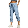 thumbnail image 7 of Perfectbot Women's Drawstring Cargo Capris, Mid Waisted Quick Dry Casual Pants for Spring Summer Travel, 7 of 7