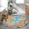thumbnail image 3 of Round Area Rug 3 Ft, Jellyfish Coastal Washable Non-Slip Circle Carpet for Living Room/Bedroom, Summer Nautical Starfish Coral Brown Anchor Low-Profile Small Floor Mats Collection Rugs for Indoor, 3 of 8