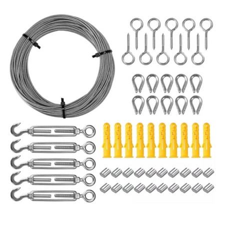 

Trjgtas 30M Wire Rope Cable Stainless Steel Turnbuckle Cord Kit for Sun Shade Tent Installation Lights String Suspension Kit