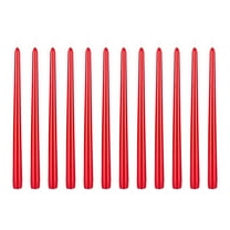 Mega Candles 12 pcs Unscented Red Taper Candle, Hand Poured Wax Candles 12 Inch x 7/8 Inch, Home Décor, Wedding Receptions, Baby Showers, Birthdays, Celebrations, Party Favors & More