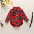 thumbnail image 3 of Canrulo Christmas Outfit Infant Baby Boy Xmas Plaids Romper Bodysuit Jumpsuit Bowtie Dress Shirt Clothes Red 6-12 Months, 3 of 9