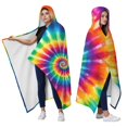 thumbnail image 2 of Wearable Blanket,Colorful Rainbow Tie Dye Spiral Pattern Hooded Wearable Flannel Blanket for Adults & Teens,Winter Poncho Shawl Wrap Cape Cozy Anti-Pill,50"x60", 2 of 5