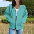 thumbnail image 4 of Women's Winter Zip Up Sweater Coat Long Sleeve Loose Fit Outerwear with Pockets Mint Green L, 4 of 8