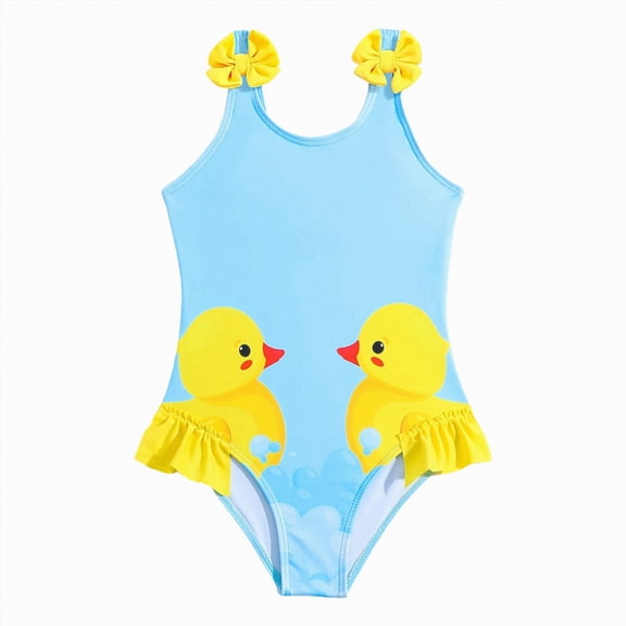 Hessimy Girl Swimsuit One Piece Bathing Suit Quick Dry Beach Swimwear Cute Cross Shoulder Strap（Sky Blue，6-12 Months）