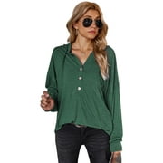 Women Blouse Loose Comfortable Fitting Plain Shirt Hooded top