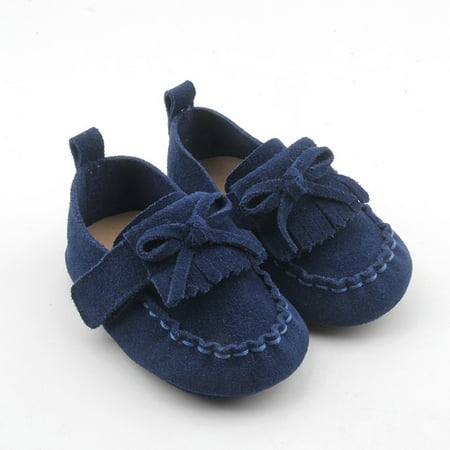 

Toyella Leather Tassel Bow Peas Shoes British Style Blue 12.6cm