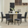 thumbnail image 3 of IDEALHOUSE 2pcs Dark Gray Dining Chairs, Parsons Style Upholstered Accent Set, Nailhead Trim, Cushioned Seat, Ergonomic High Back, Wooden Legs, for Dining Room, Kitchen, Living Area, Fast Assembly, 3 of 8