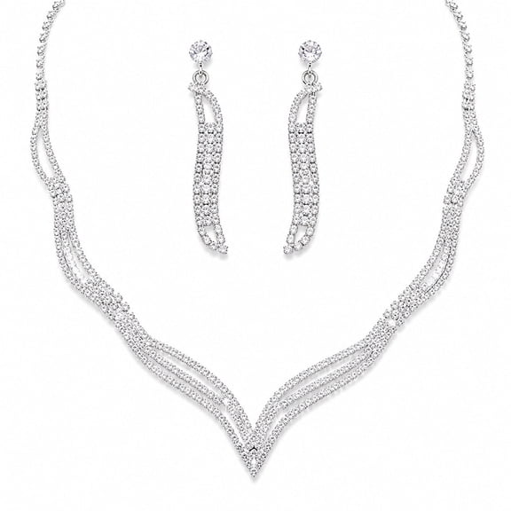 Crystal Cascade Necklace & Earring Set