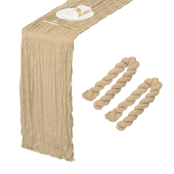 2 Paquetes de Caminos de Mesa de Gasa Champagne 35.4" x 118" Caminos de Mesa Rústicos para Bodas y Fiestas, (10 Pies)