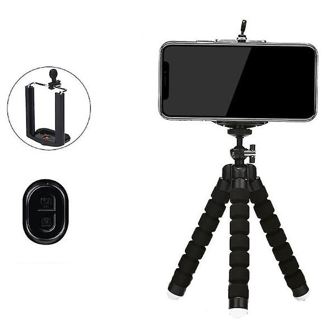 Phone Tripod, Flexible Mini Travel Tripod For Smartphone S Camera Mobile Phone 5.5 Inch Adjustable Holder With Mounted Bluetooth Remote Shutter
