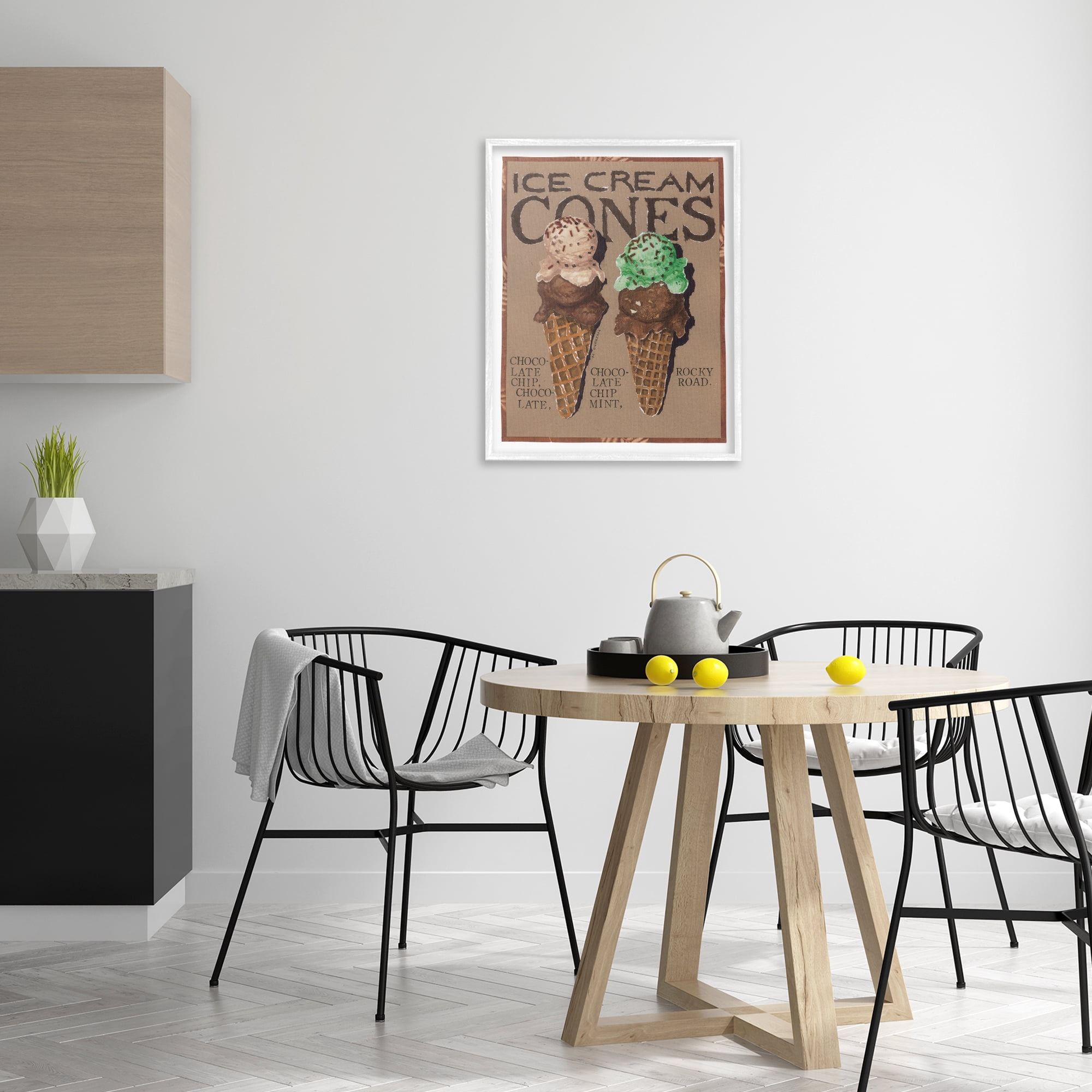 Stupell Industries Ice Cream Cones Food & Beverage Painting White Framed Art Print Wall Art, 24 x 30