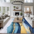thumbnail image 3 of 5'x7' Area Rugs, Navy Blue Yellow Indoor Outdoor Area Rug for Living Room Bedroom, Abstract Modern Oil Painting Art Washable Bathroom Rugs Kitchen Floor Carpet Mats Home Decor Aesthetic, 3 of 8