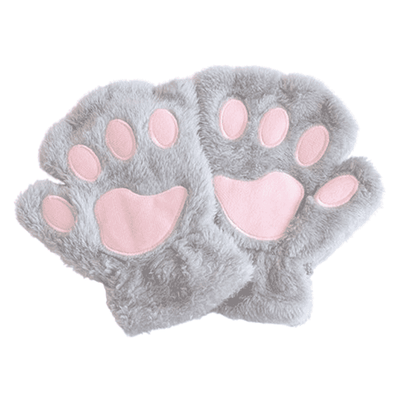 TELOLY Fingerless Gloves Waterproof Furry Paws Easy Access Winter Gloves Men Weatherproof Gray