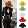 thumbnail image 2 of Skymirror Performance Hat Thick Chain Decor Dome Solid Color Jazz Hat Wide Brim Retro Photo Prop Fedora Winter Autumn Panama Cap, 2 of 8