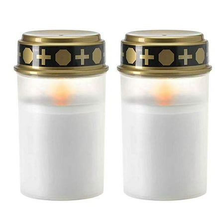 

Welling 2Pcs Outdoor Cemetery Ritual Waterproof Candle Lamp Solar Powered Eletric Light
