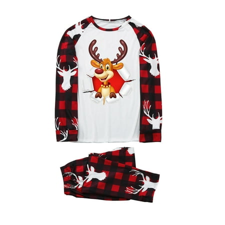 

Christmas Gifts Matching Family Pajamas Sets Christmas PJs with Letter and Plaid Printed Long Sleeve Tee and Bottom Loungewear Sleepwear