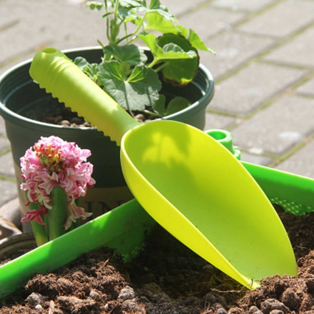Pala de jardín de plástico púrpura, paleta de plantas, herramientas de jardinería para bonsái y tierra