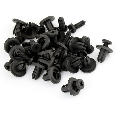 Unique Bargains 16 x 7mm Hole Dia Black Plastic Rivet Car Door Trim Retainer Clip 20Pcs
