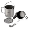 thumbnail image 4 of Ensemble de 3 Pcs en Titane Léger, Pot en Titane 750 ml, Tasse d'Eau 350 ml avec Couvercle, Poignée Pliable, Spork Pliable pour Camping, Randonnée, Backpacking en Plein Air, 4 of 7