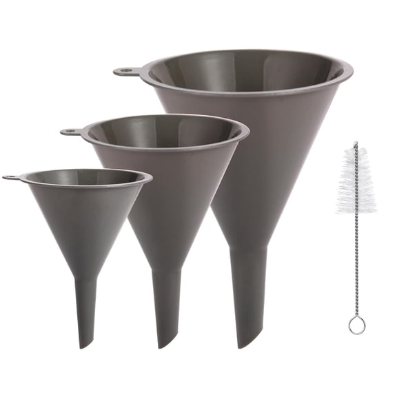 YMWVH Plastic Kitchen Funnel Set of 3, Round Kitchen Funnels for Filling Bottles, Durable and Multifunctional Funnels for Filling Canning, Cooking, Lab or Car Oil (Gray)