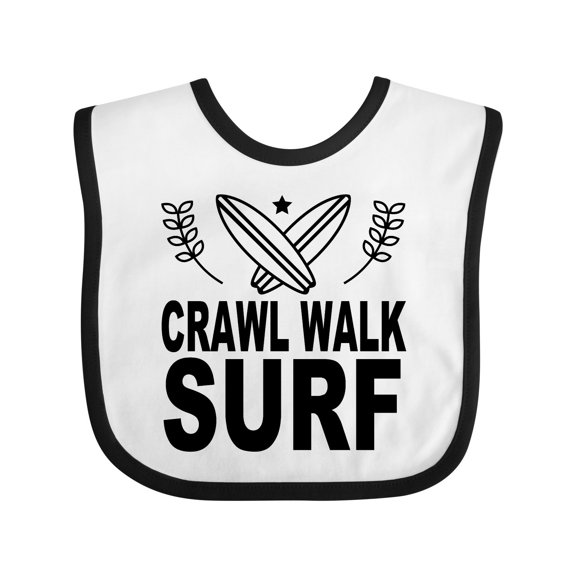 Inktastic Surfing Cute Crawl Walk Surf Boys or Girls Baby Bib