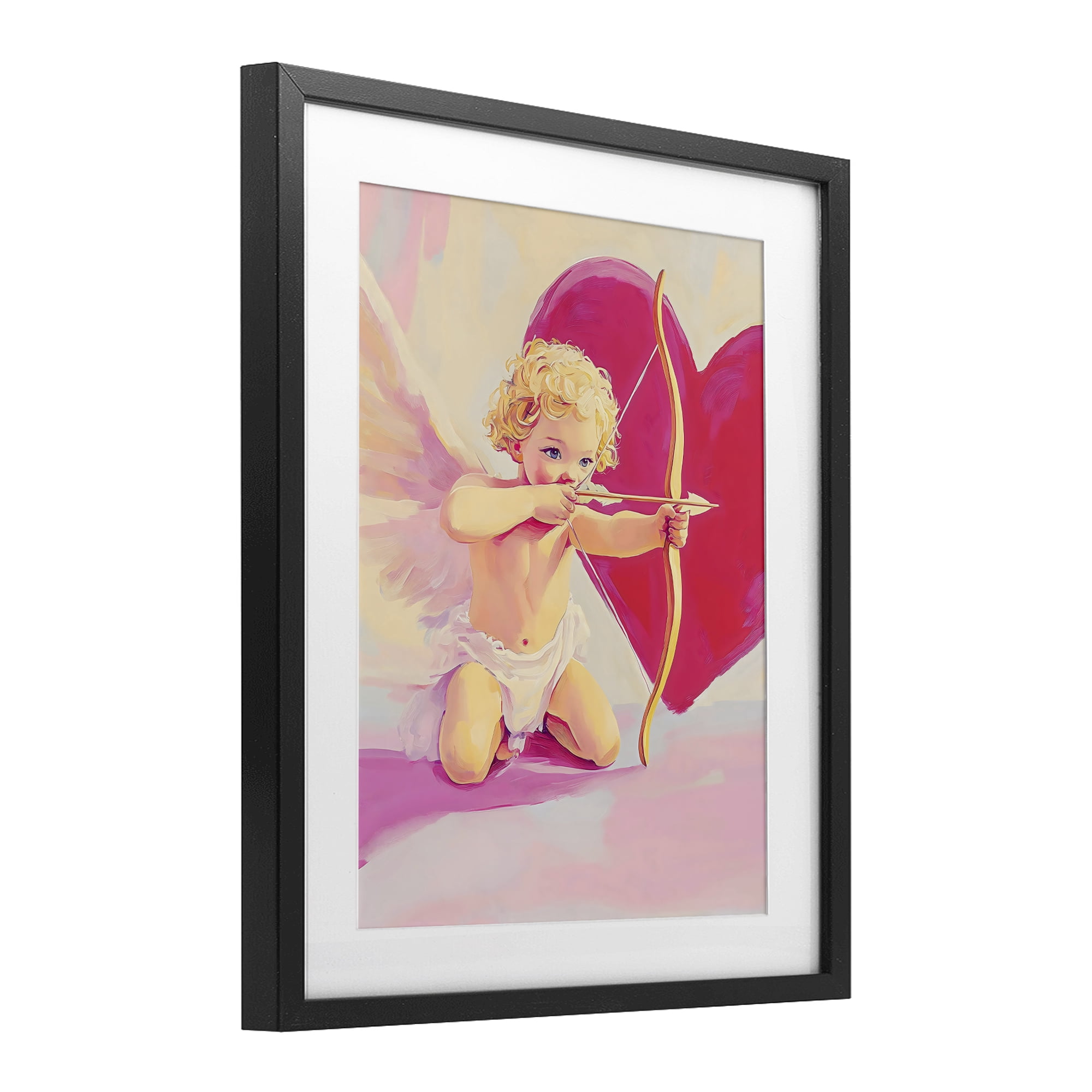 Stupell Industries Cupid Shooting Arrow with Heart Black Framed Print Under Glass, design by The Prints Vibe