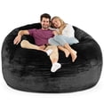 thumbnail image 5 of Jaxx Saxx 6 Foot Giant Bean Bag Chair For Adults - Premium Synthetic Faux Rabbit Fur Silver Rabbit, 5 of 5