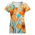thumbnail image 5 of Abstract Blue Orange Flowers Women's Blouse Short Sleeve Women's Top T-Shirt Spring Summer Clothes, 5 of 7