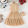 thumbnail image 4 of EnJoCho Girls Summer Dress Pearl Turn Down Collar Boho Beach Tank 𝖲undress Casual Smoc𝗄ed Tiere𝖽 Maxi Dresses 2-8 Years, 4 of 7