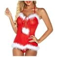 thumbnail image 2 of BONIXOOM Christmas Pajamas For Women Thanksgiving Pajamas Sleepwear Tie Long Sleeve Sleepwear Sets Solid Red L, 2 of 7