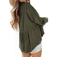 thumbnail image 5 of Women Long Sleeve Corduroy Peplum Shacket Jacket Button Down Babydoll Shirts Oversized Casual Blouses Tops, 5 of 6