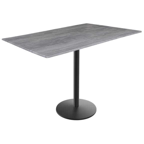 Indoor/Outdoor 36" Tall OD214 Black Table Base with 22" Diameter foot and 32" x 48" Indoor/Outdoor Greystone Top by the Holland Bar Stool Co.