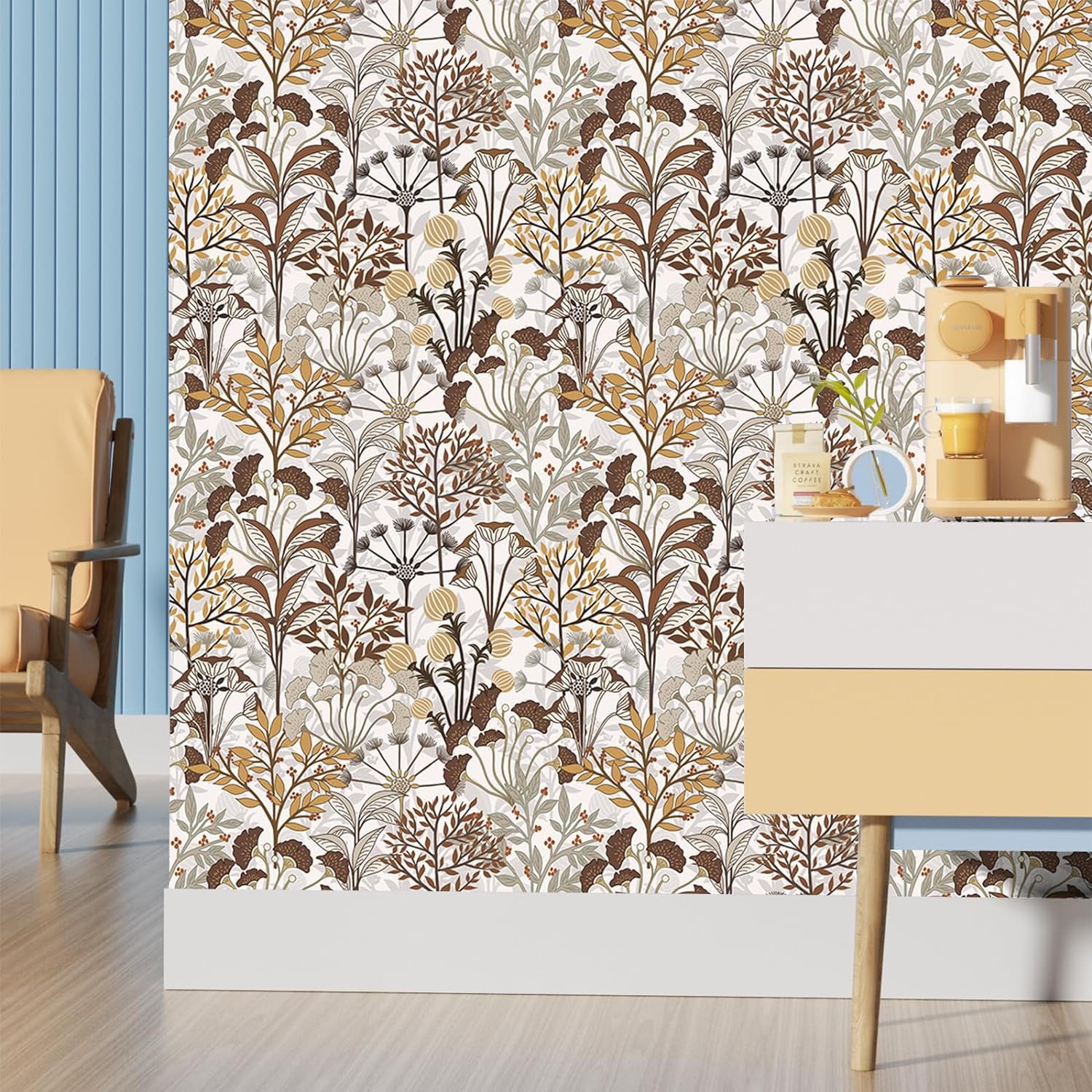 (4 pack) Abyssaly 17.7"×118" Peel and Stick Floral Wallpaper Removable Wallpaper Self-adhesive Vinyl Wallpaper for Wall Decoration, Home Renovation Covering Antique Furniture