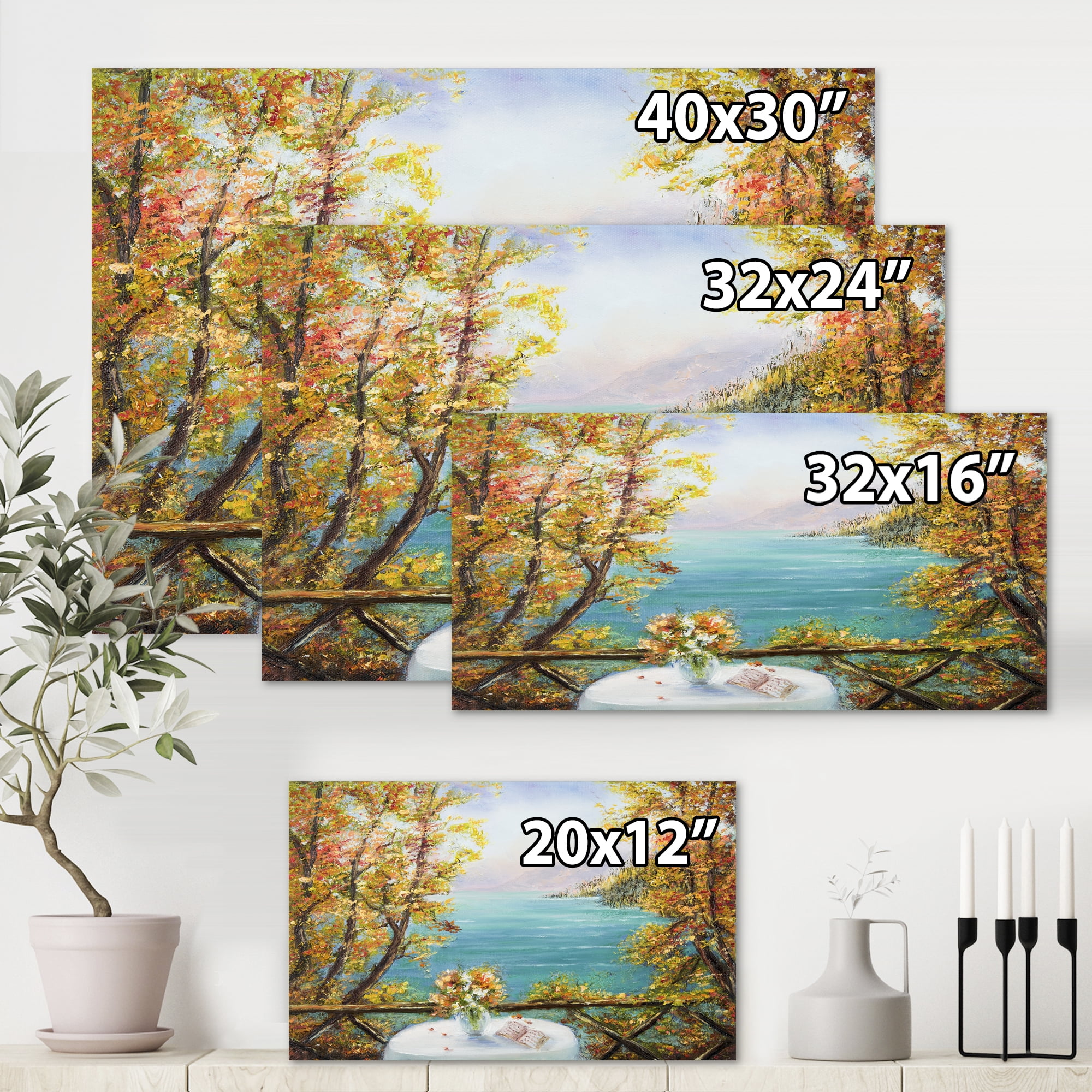 Designart ' The Blue Ocean View From Terrace ' Nautical & Coastal Canvas Wall Art Print