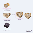 thumbnail image 4 of Aretes Mujer de Corazón LuckyLy, Baño de Oro 14k o Color Plata y Zirconia Cúbica, Modelo Melody dorado UNITALLA, 4 of 6