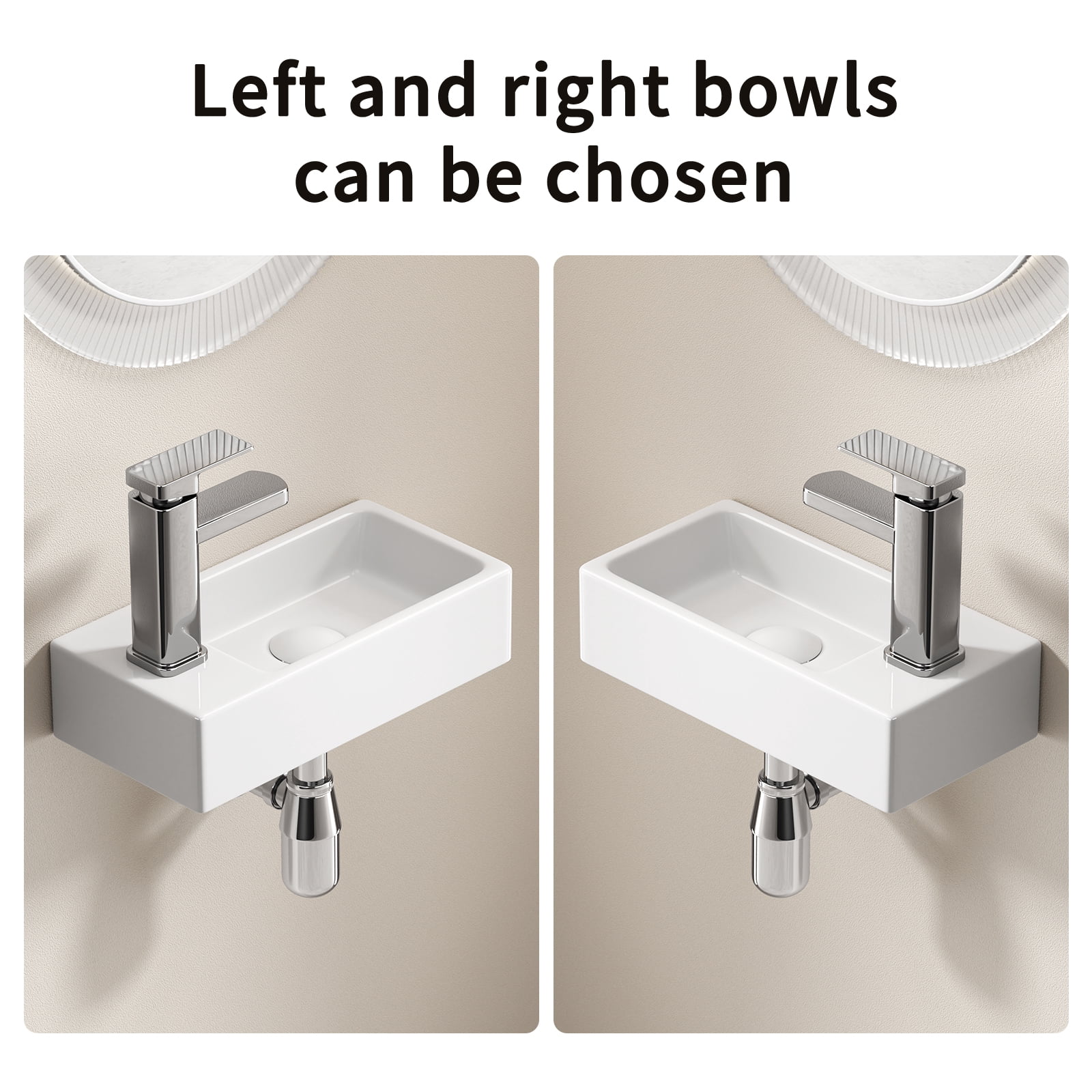 LiviNest Wall-Mounted Sink for Small Bathroom: 14.57" Ultra-Narrow Basin - 3-in-1 Complete Set with Faucet & Drain - Space-Saving Design for Powder Room RV Tiny Home